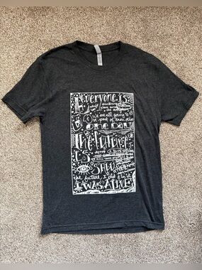 Next Level Apparel Black Short-Sleeve Tee with White Hand-Drawn Graphic